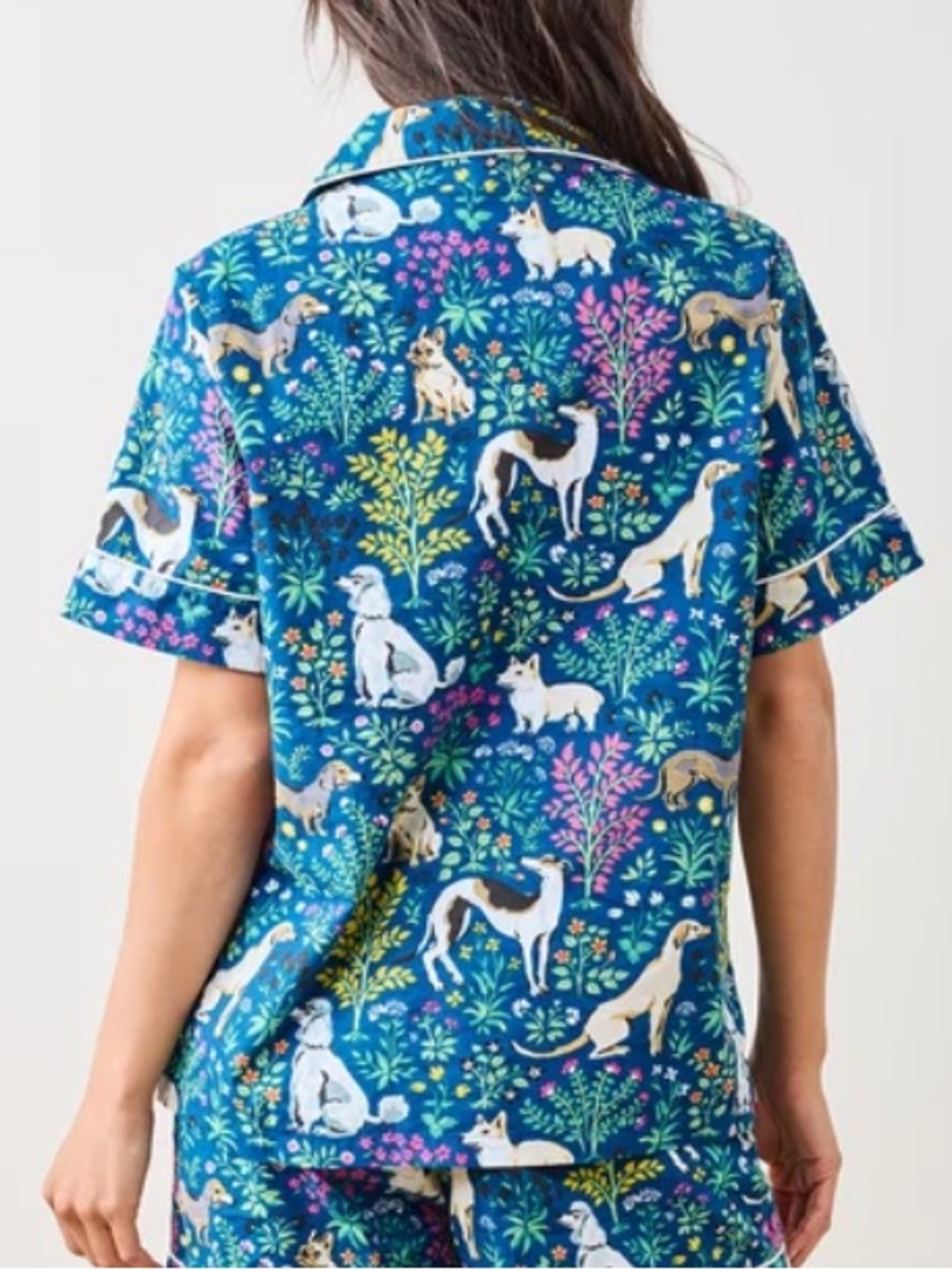 PrintFresh Must Love Dogs Short Sleeve Pajama Top in Indigo SZ L EUC - Picture 2 of 6